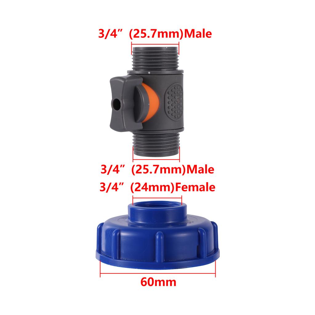 Adaptador de Drenaje IBC S60 Rosca Hembra 1/2"3/4" Adaptador de Tanque Acoplamiento Rápido para Manguera de 16mm Válvula de Grifo Adaptador Adaptador de Manguera de Jardín