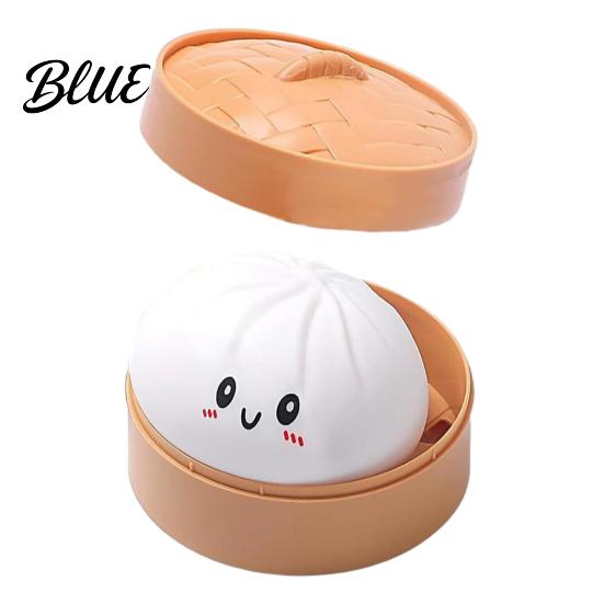 Bun Stress Reliever Smiling Steamed Ball with Steamer Anti-Anxiety Cartoon Dumpling Soft Sensory Toy Squeeze Simulated Dough Fidget