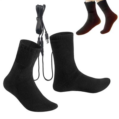 Elektrische Heizsocken Kältefest Schnellheizend Lange Fußwärmersocken Atmungsaktiv USB-beheizte Socken zum Wandern Reisen Spazierengehen
