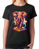 Colorful Elephant Paint Splash Art Ladies T-Shirt Vibrant Animal Tee