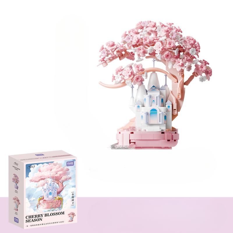 

Moonlight Society Весенний сезон цветения сакуры Строительные блоки для домиков на дереве Цветочные украшения Игрушки из микрочастиц Творческие праздничные подарки для девочек 12*8.3*13cm