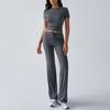round Neck Neck T-shirt Casual Pants Set Pure Color Crew Neck T-shirt Casual Pants Suit