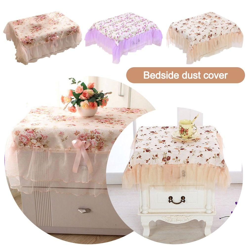 

75*80cm Bedside Cabinet Tablecloth Universal Protective Towel Flower Lace Embroidery Table Cloths