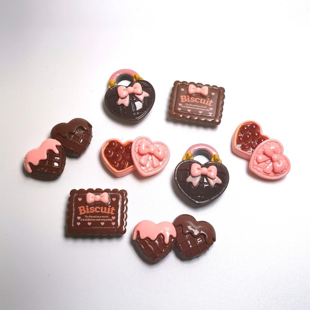 Valentine Day Gifts Simulation Heart Chocolate Flatback Resin Cabochon Scrapbooking for Phone Decoration Accessories