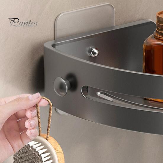 Stable Load-bearing Shelf 1/2/3 Pcs Bathroom Storage Rack Triangle Shape Suction Cup No Drilling Self-adhesive Great Load Bearing with Hooks Removable
