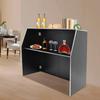Portable Bar Cabinet, Folding Bar Table for Home Party, Outdoor Event, Wedding, Foldable Mini Bar Cart with Storage Shelf, Black