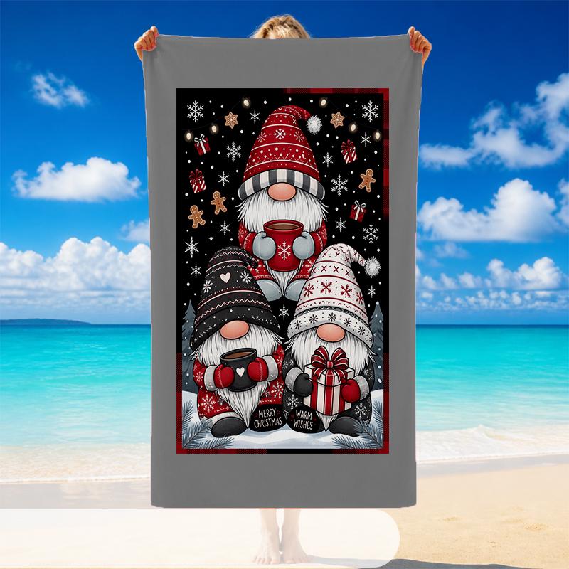 Christmas Printed Beach Towel Soft Quick Dry For Indoor Outdoor Home Use Holiday Gift