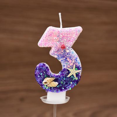0-9 Zahl Meerjungfrau Kuchen Kerze Rosa Lila Kuchen Topper Mädchen Kleine Meerjungfrau Geburtstag Party Kuchen Dekoration Lieferungen Unter dem meer