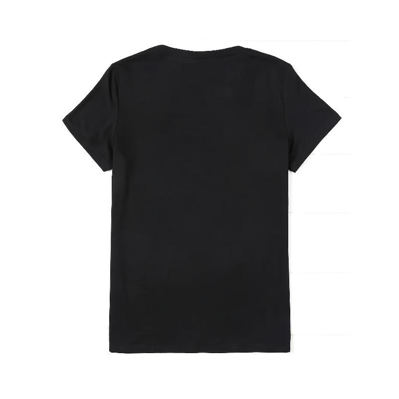 European sizes Women'S Casual Graphic T-Shirt - Short Sleeve, Crew Neck, Black with Colorful Peace, Love, Ukulele Design, Perfect for Spring & Summer