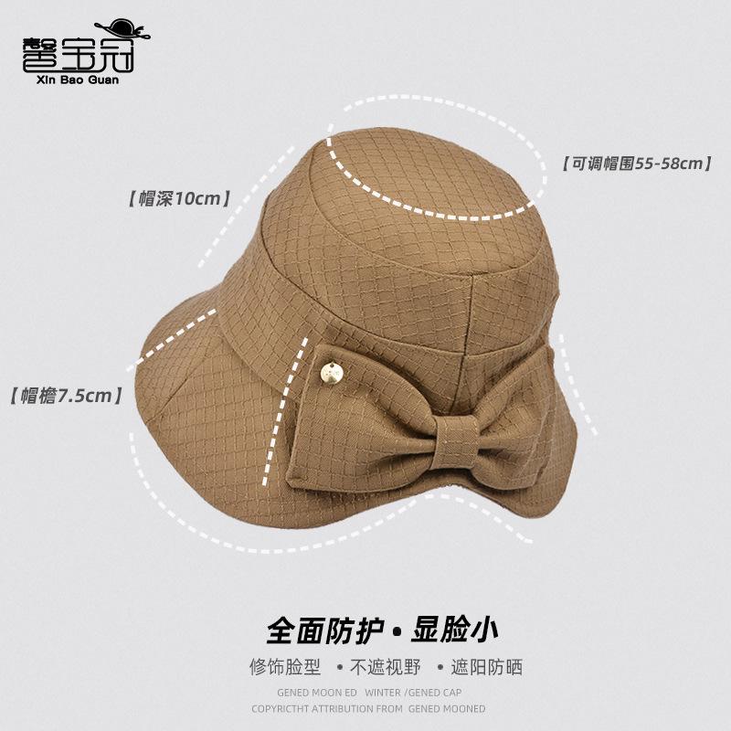 8559 Nouveau chapeau bob à nœud littéraire et polyvalent chapeau de mode pour femmes montrant le visage petit chapeau bob chapeau bassin