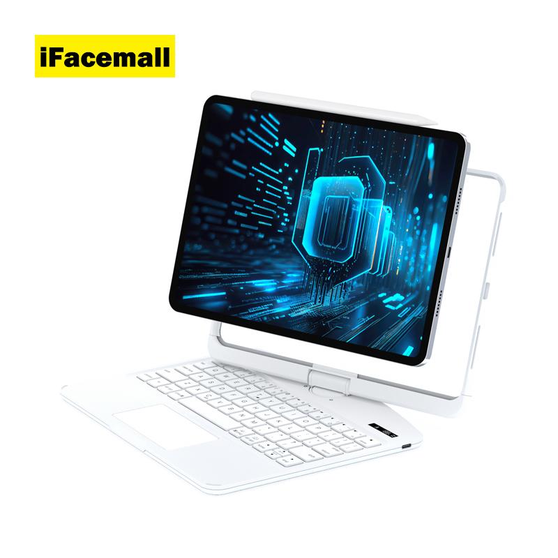 IFacemall Touchpad Keyboard Case for iPad Pro Air 4 5 6 M3 10.9 11Inch Backlit Keyboard for Tablet Wireless Keyboard Pencil Hold No&English белый