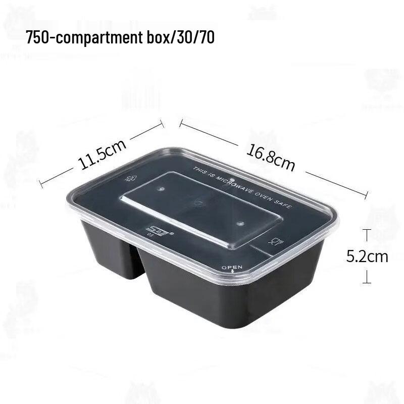 Disposable Rectangular Two-Compartment Meal Box
