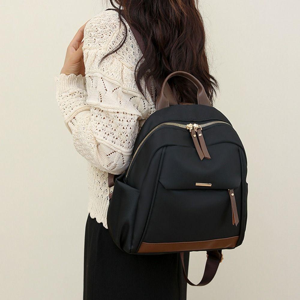 Zipper Women Backpack Large Capacity Oxford Shoulder Bag Portable Nylon Backpack  Girls