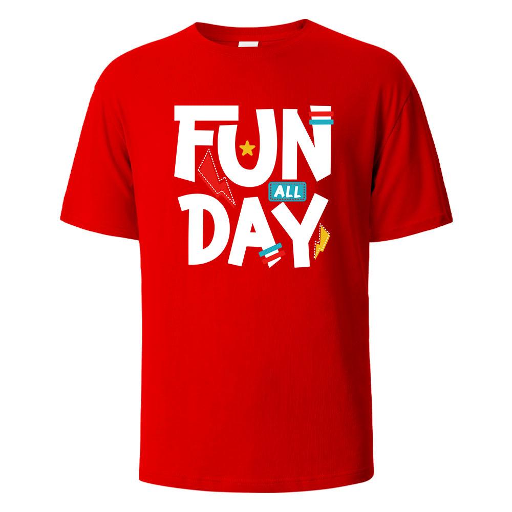 Summer men's fun printed 100% pure cotton comfortable, breathable, sweat absorbing round neck short sleeved T-shirt