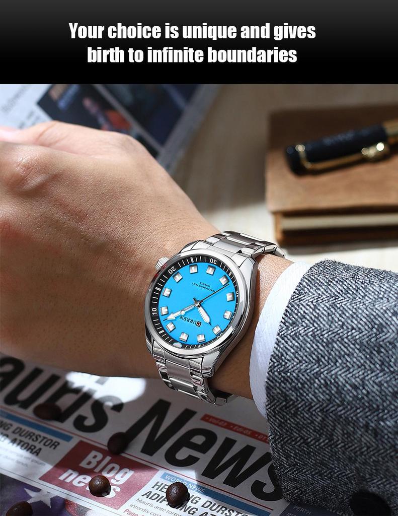 CURREN 8451 Men's Waterproof Business Quartz Watch with Steel Band