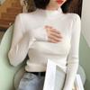 New Autumn Long Sleeve Base Knitted Sweater Women Winter Fashion Half High Collar Pullover Women Sweaters Vintage Slim Fit Solid Casual Knitwear 24970