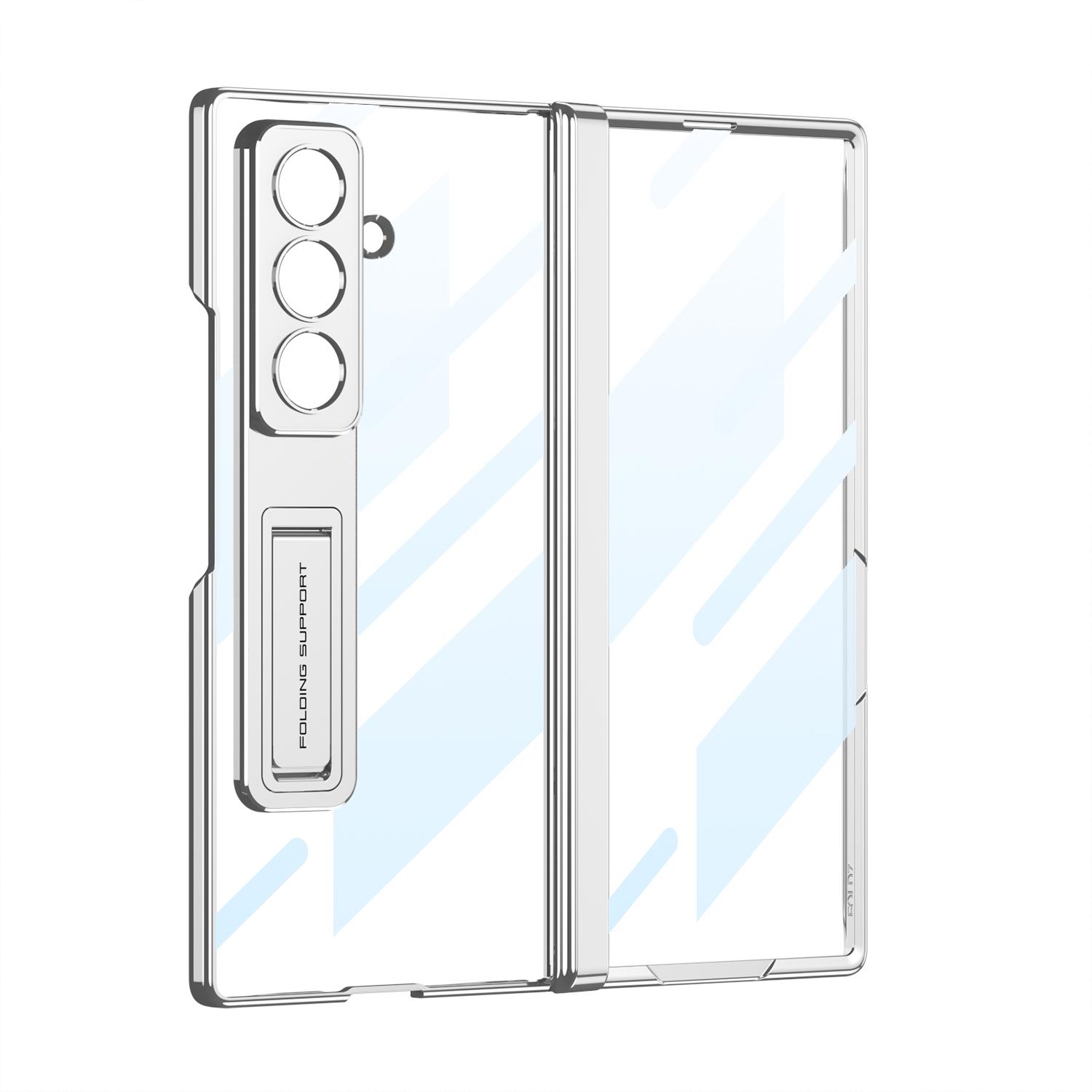 

Magnetic Hinge Plating Clear Case for Samsung Galaxy Z Fold 7 Front Screen Glass Protective Stand Cover for Galaxy Z Fold7 Case Galaxy Z Fold7 срібний