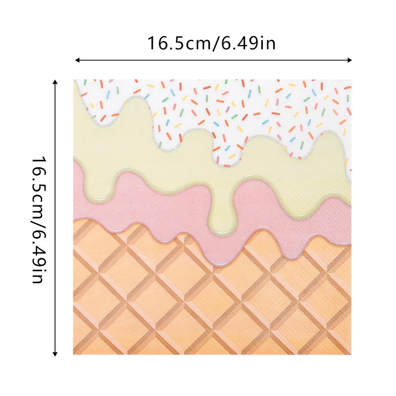 Ice Cream Printed Napkins Disposable Party Supplies Birthday Party Decoration Colorful Paper Towels Tableware Pads Kids Favor