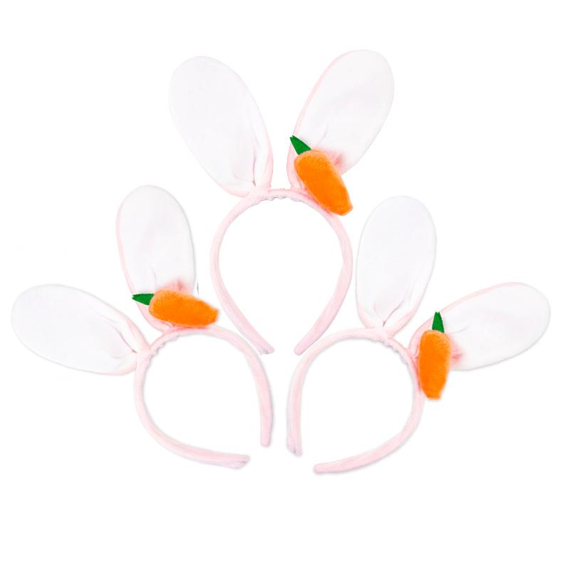 Bunny Ears Headband With Carrot Cute Plush Rabbit Ear Head Hoops Hair Accessories Happy Easter Day Gift For Easter Theme decor