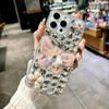 For iPhone 15 Pro Case Glass Rhinestone Decor Butterfly Pattern TPU Phone Back Cover