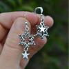 Retro Gothic Hollowed Six-pointed Star Asymmetric Starry Sky Dangle Earrings for Women Personality Statement Party Jewelry Gifts