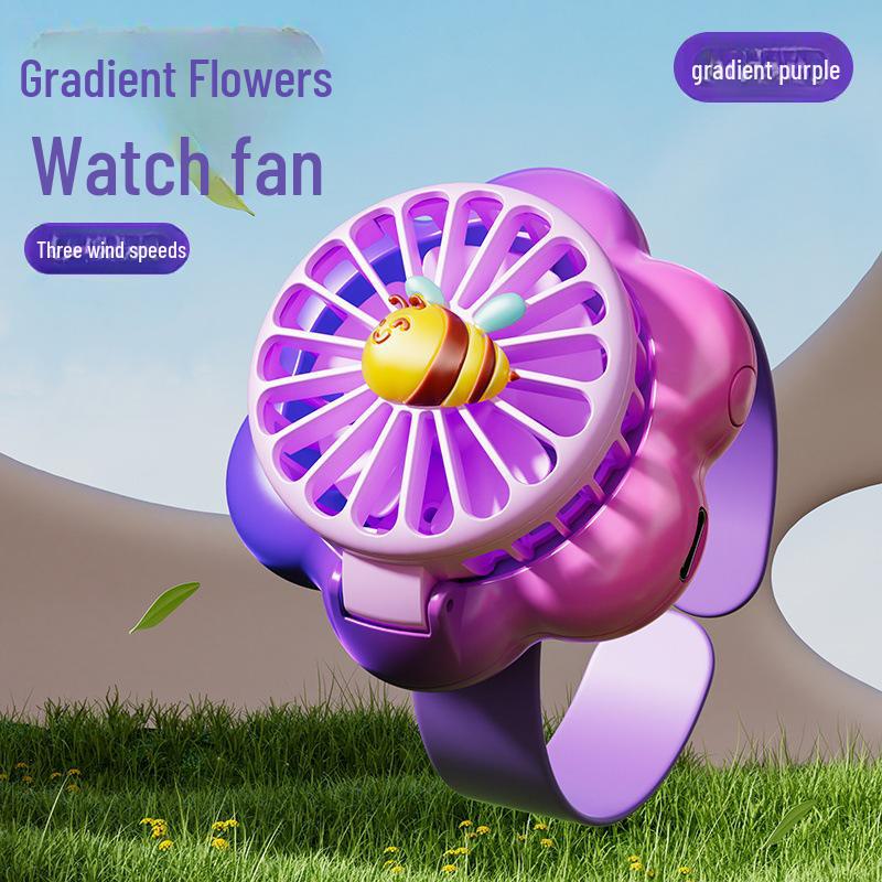 Kids' Cartoon USB Rechargeable Handheld Mini Fan - Cute, Portable Gift for Students
