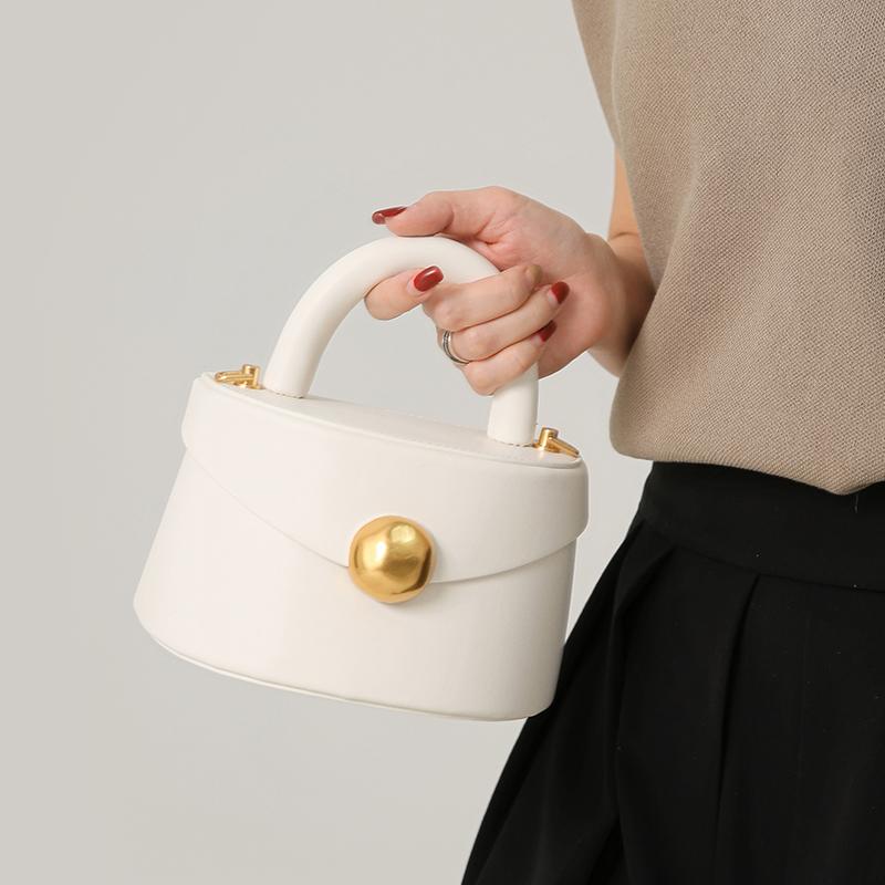 Handbag Women's Summer New PU Soft Face Half Round Box Bag Multi Color Versatile Bucket Bag Single Shoulder Crossbody Bag