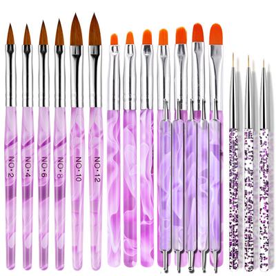 21Pcs Nail Art Pens Set Acrylic Brushes Uv Gel Pens 2-Ways Dotting Pens Fine Liner Brushes