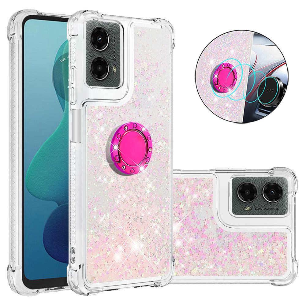 

For Motorola Moto G Play 5G (2024)/Moto G 5G (2024) TPU Case with Kickstand Quicksand Shockproof Cover Pink/Pentagram