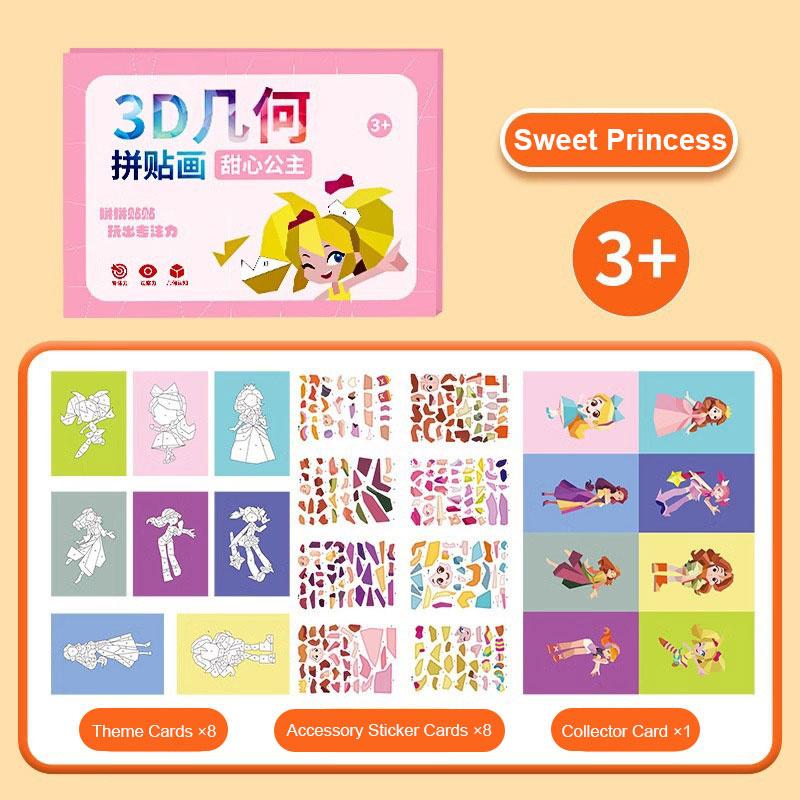 

Детский 3D геометрический коллаж, Тренировка внимания для детского сада, Набор для изготовления наклеек своими руками, Обучающие игрушки для детей