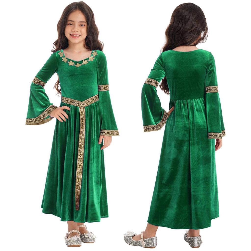 Girls Medieval Princess Costume Renaissance Costume Robe Retro Gown Dress for Halloween Cosplay Dress Up