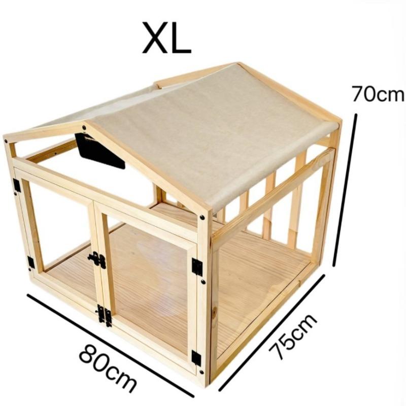 Wooden Transparent Pet House with Double Doors Indoor Dog Cat Crate Fence Stable Safe Houses for Small To Medium Cats Dogs