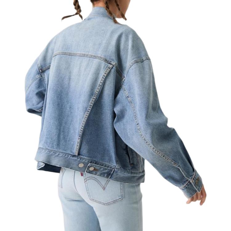 Levis Loose Casual Comfortable Simple Lapel Long Sleeve Denim Jacket Women jackets Light-Blue A1743-0144
