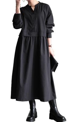 Gold Japan Plus Size Long Faux Layered Skipper Perfect for and Size Black Women's Dress, Sleeves, Top, Stretch, Summer, Spring, Autumn, Fem-486, 4L,