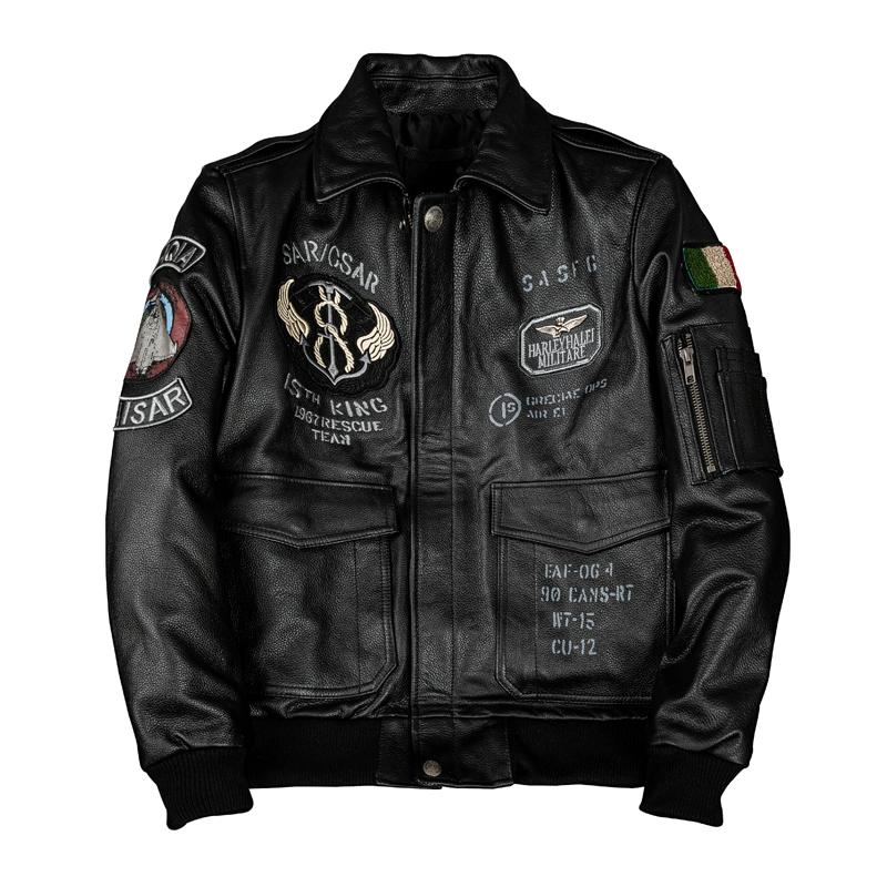 New Mens Genuine Leather Jacket Top Grain Cowhide Bomber Flight Jacket Stylish Short Coat
