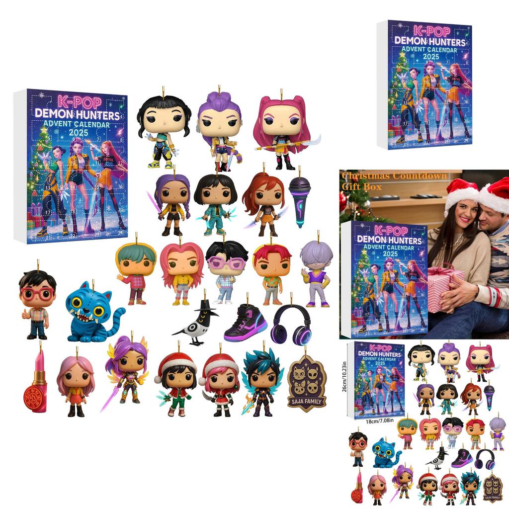 Kpop Dämonenjäger Adventskalender mit Acrylfiguren für Weihnachtsgeschenke und Partydekoration