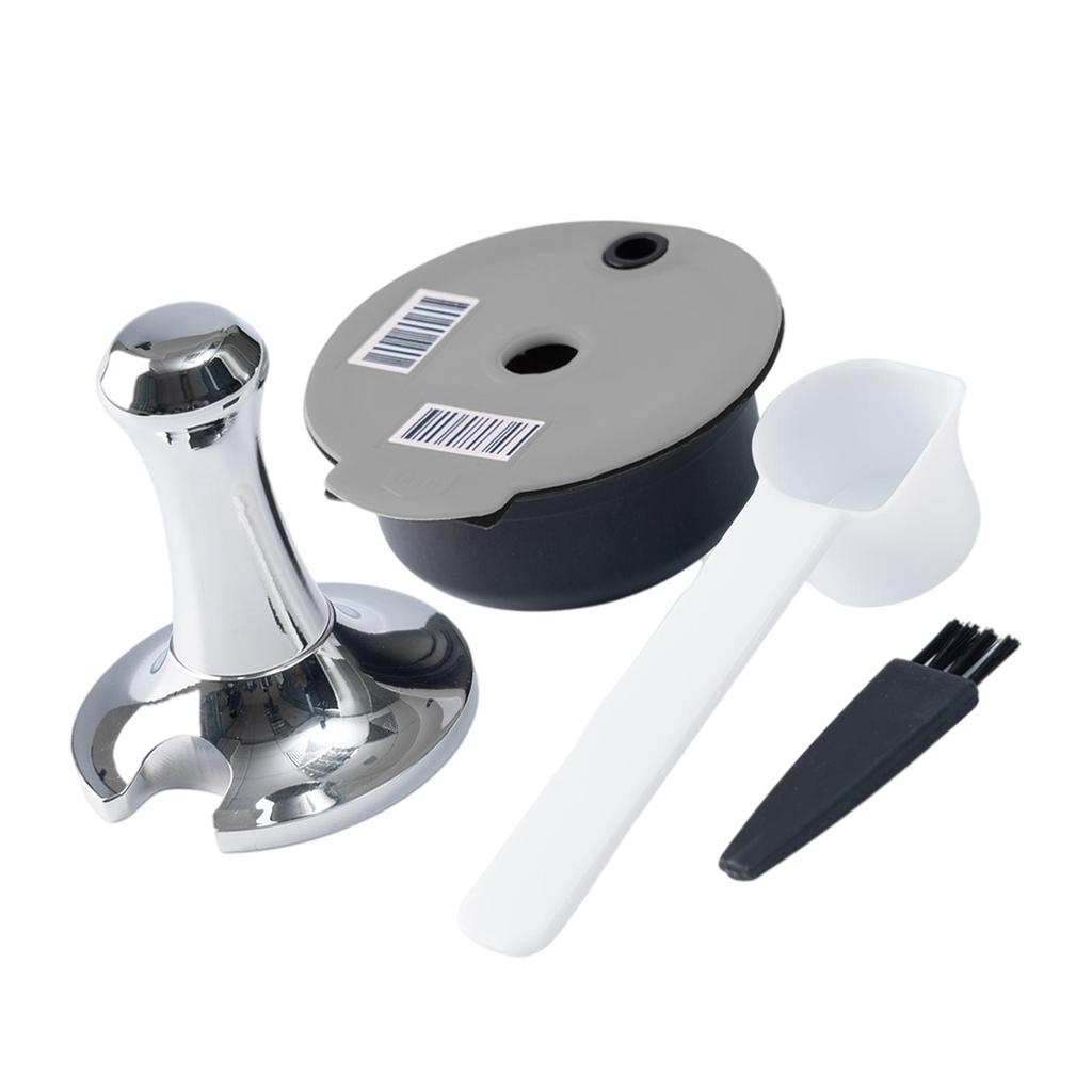 Flat Coffee Distributor Tamper Refillable Bean Press with Cleaning Brush, Spoon for Machine