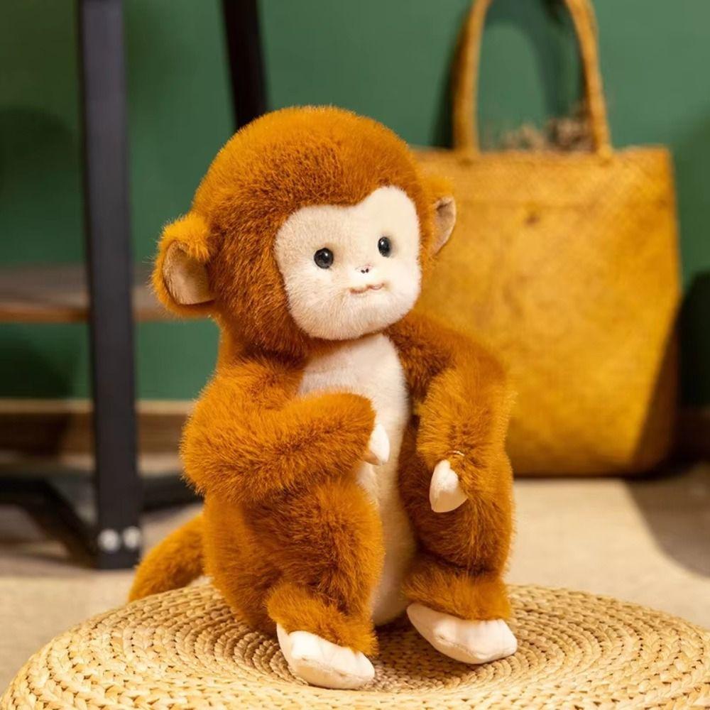 Sitting Stuffed Monkey Doll PP Cotton Animal monkey Plush Doll  Birthday Parties