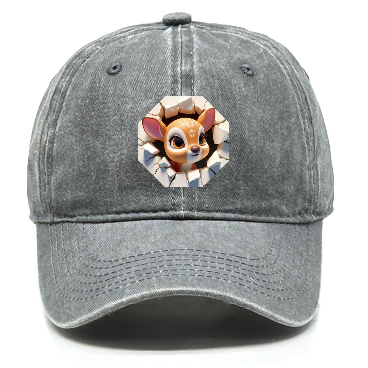 

Cute Deer Print Adjustable Sun Hat, Animal Mesh Hat Trendy All-season Stylish Fashion Snapback Baseball Cap as the picture серый