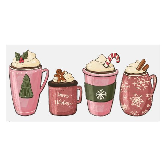 Nálepka na šálek Vánoční stromeček Santa Claus Voděodolná Samolepicí Velká přilnavost Protiskluzový Čirý tisk Nálepka na šálek kávy UV DTF