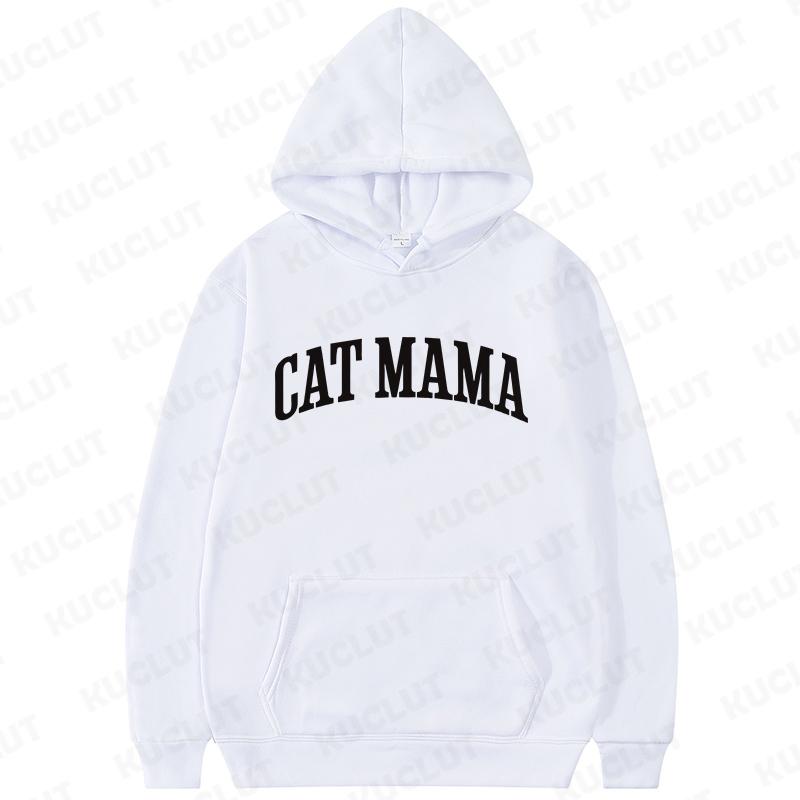 Cat Mama Print Hoodies Fashion Casual Long Sleeve Sweatshirts for Autumn Winter Clothing Mom Sportwear Fashion Women Clothes