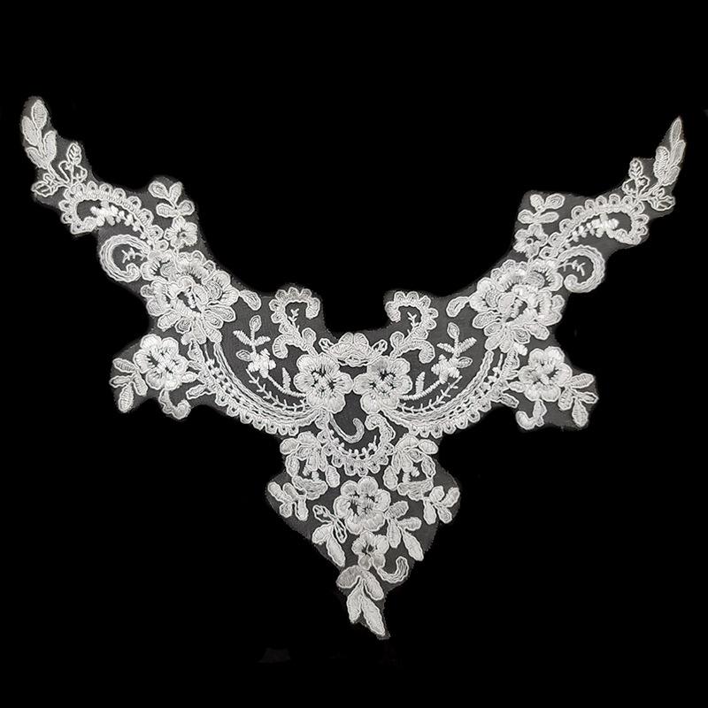 Embroidered Polyester Silk Detachable Collar for Wedding Dress Accessories