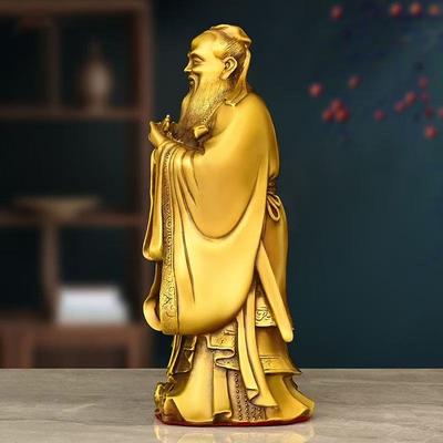 Copper Chinese People Confucius Statue Study Ornaments Furniture Decor Ornaments