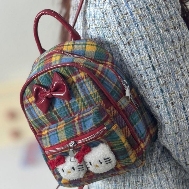New Red Plaid Portable Casual Cute Backpack Girls Student Backpack Women