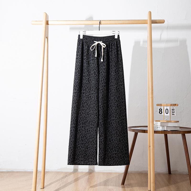 

Women s Retro Elastic Waist Wide Leg Pants - 2025 Autumn/Winter Casual Print Trousers One Size