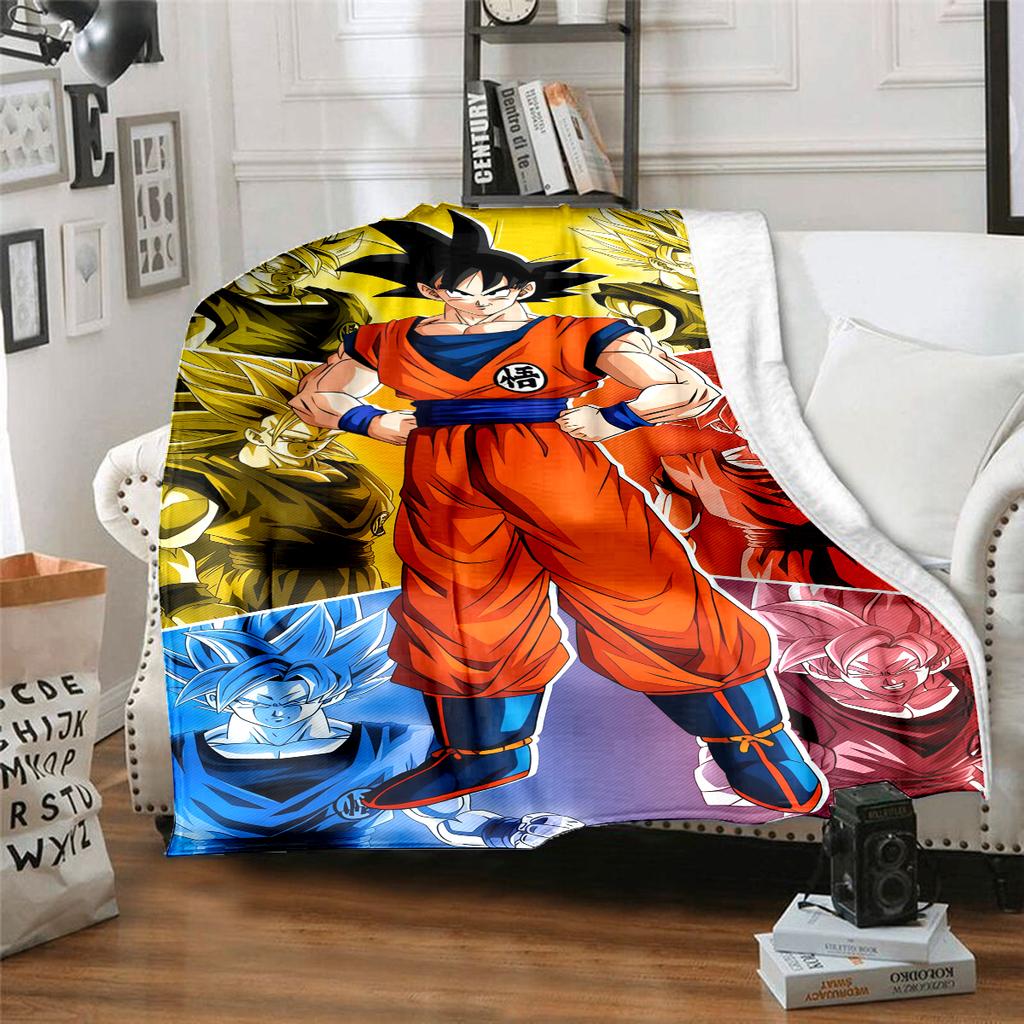 1 Stück Son Goku Druck Flanelldecke, Hohe Qualität für alle Jahreszeiten, Heimdekoration, Wärme und Komfort, Perfekt für Weihnachtsgeschenke