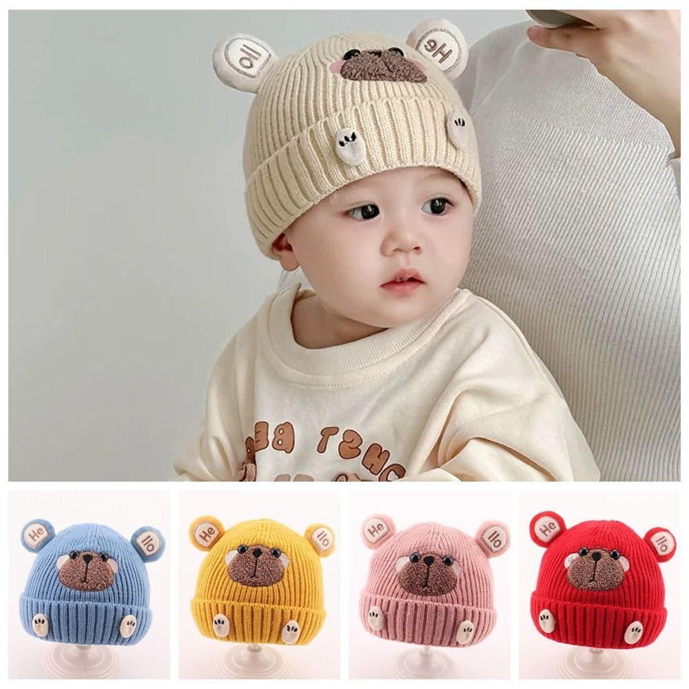 Wind Proof Baby Hat Soft Knit Pullover Hat Cute Toddler Cap Daily