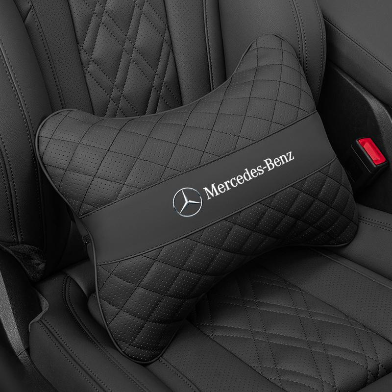 VRN2 Nappa Leather Car Headrest Neck Pillow Lumbar Support For Mercedes Benz AMG E S C A B Class GLE GLS CLA CLE GLC CLS GLA