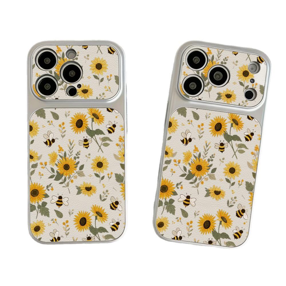 Bee Chrysanthemum Is Suitable for Apple 17 Mobile Phone Case iPhone15promax All-inclusive 16Pro Leather Pattern 14 Simple Ins