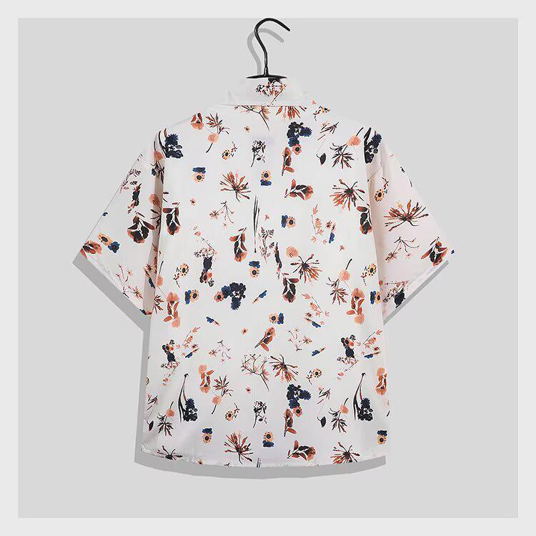 Unisex Hawaii-Blumenprint Locker geschnittenes Kurzarmhemd